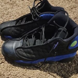 Jordan 13 Black and Blue Athletic Sneakers